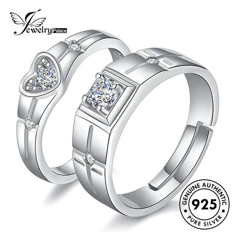 Jewelrypalace Cincin Berlian Perak925 Love Asli Moissanite Pasangan Kepribadian R72