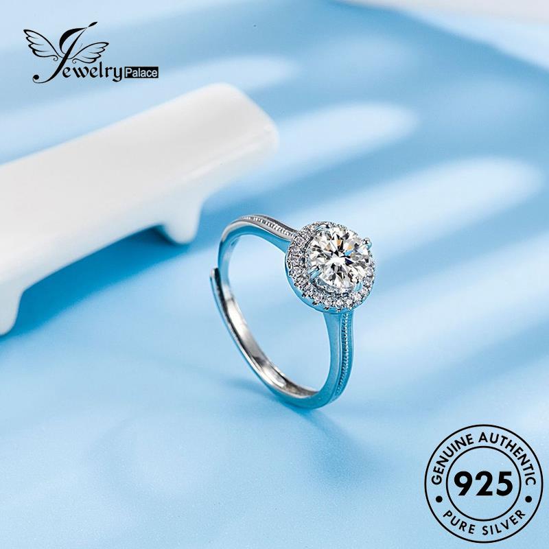 Jewelrypalace Cincin Moissanite Asli Wanita Perak Berlian Cakar Empat Bulat925 R141