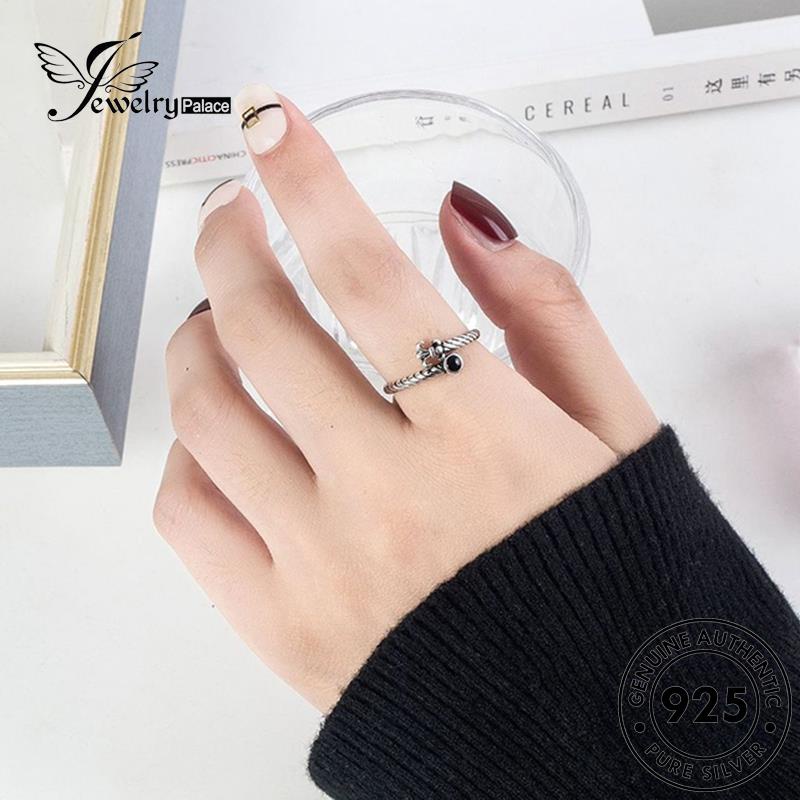 Jewelrypalace Onyx Cincin Personalisasi Asli Hitam Perak925 Wanita R273