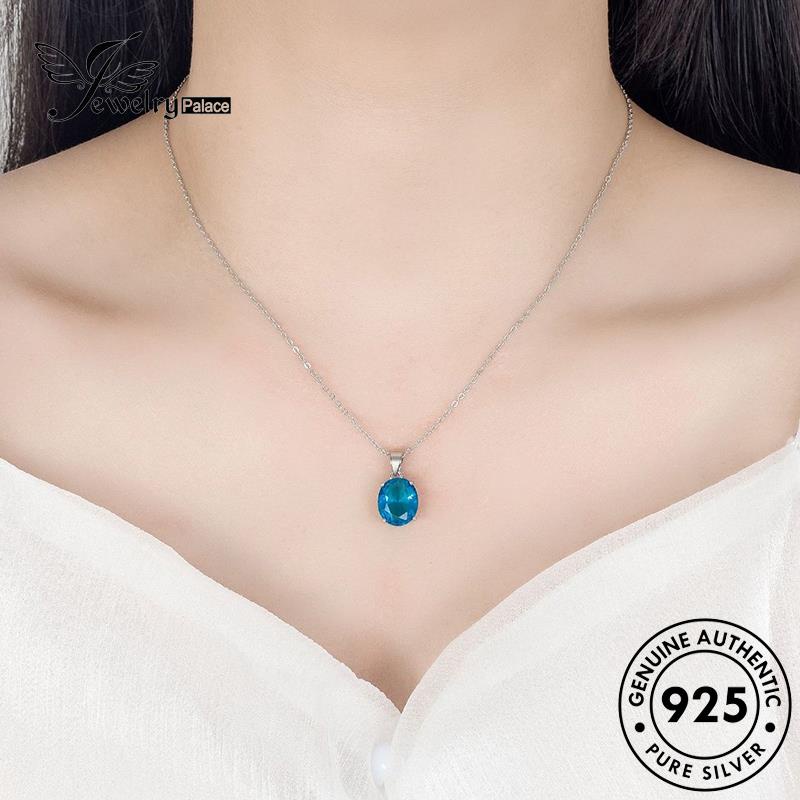 Perhiasantempat Set Perak Fashion925 Wanita Kalung Safir Asli S5