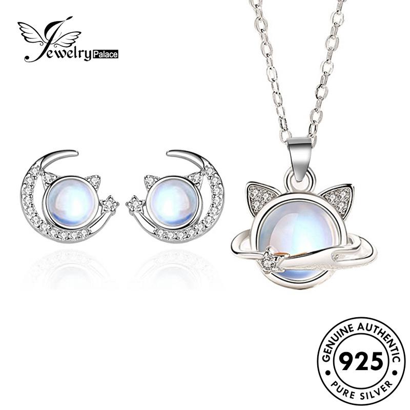 Jewelrypalace Kalung 925set Manis Asli Opal Kucing Wanita Perak S28