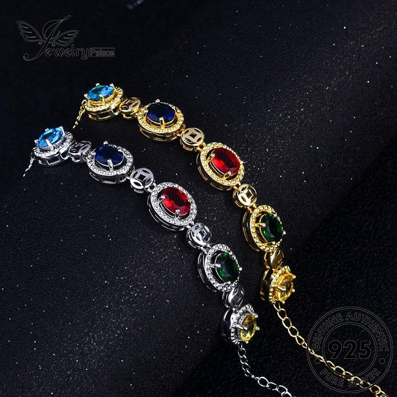 Jewelrypalace Perak Wanita Emas Asli Gelang Batu Akik925 Oval B112