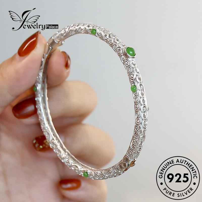 Jewelrypalace Style Gelang Emerald Perak Asli Wanita Sidang925 Emas B304