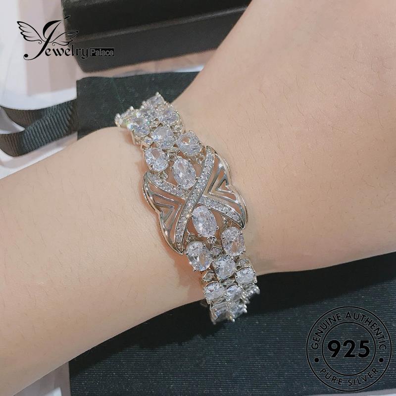 Jewelrypalace 925 Aquamarine Perak Wanita Gelang Persegi Asli B530