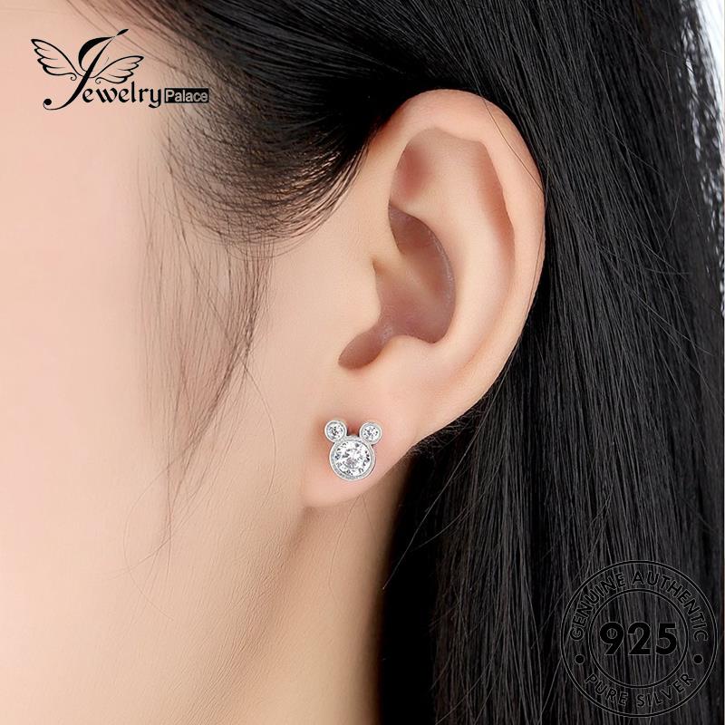 Jewelrypalace Stud Asli Wanita Moissanite Berlian Mickey925 Anting Perak E141