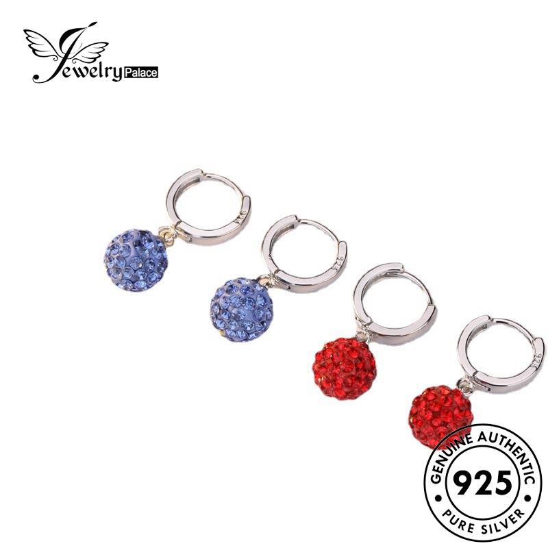 Jewelrypalace Sapphire925 Anting Wanita Asli Hoop Bulat Perak E417