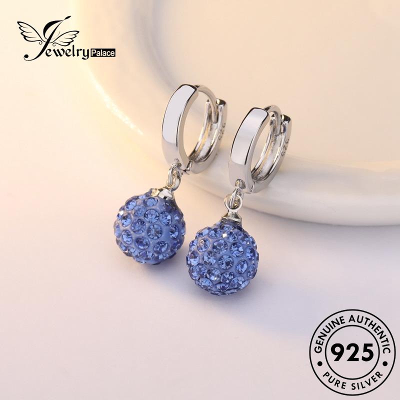 Jewelrypalace Sapphire925 Anting Wanita Asli Hoop Bulat Perak E417