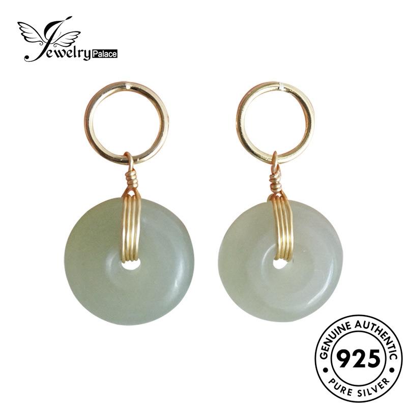 Jewelrypalace Anting Perak Bulat Hoop Giok925 Wanita Asli E476