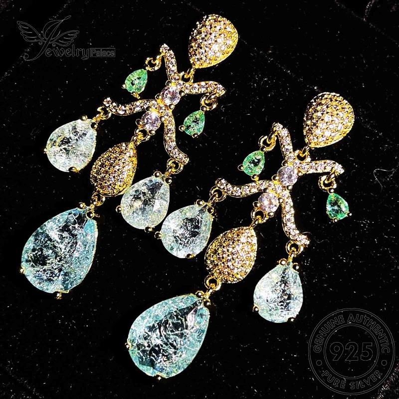 Jewelrypalace 925bentuk Anting Perak Wanita Drop Asli Aquamarine Stud E813