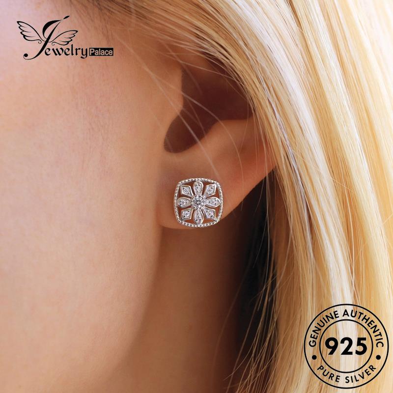 Jewelrypalace Asli925 Stud Wanita Moissanite Perak Snowflake Anting Berlian E752