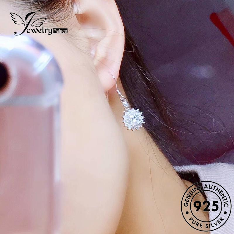 Jewelrypalace Anting Perak Snowflake Moissanite925 Wanita Kait Berlian Asli E863