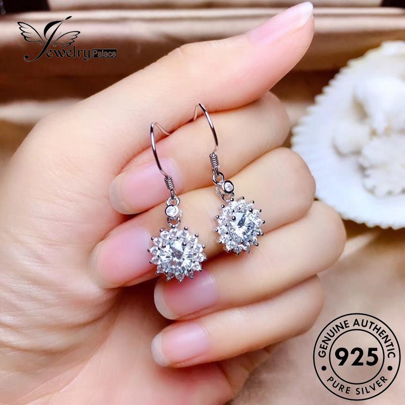 Jewelrypalace Anting Perak Snowflake Moissanite925 Wanita Kait Berlian Asli E863