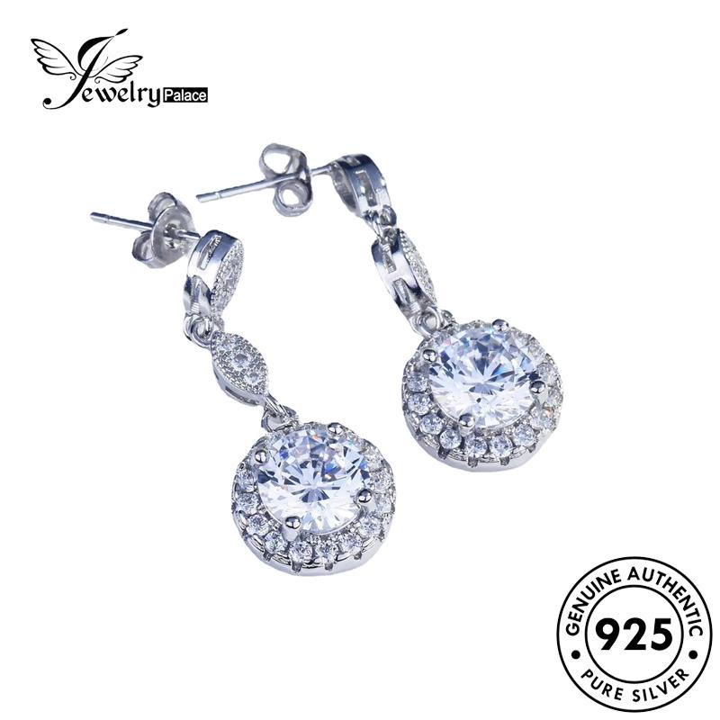 Jewelrypalace Asli Moissanite Berlian Anting Perak925 Bulat Wanita Stud E875