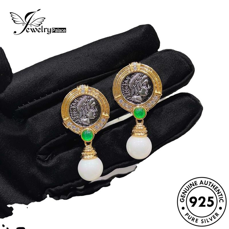 Jewelrypalace Apollo Koin Perak Dewa925Mutiara Wanita Anting Matahari Stud Kuno Asli E972