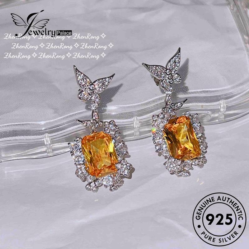 Jewelrypalace Stud Perak Asli Citrine Butterfly925 Anting Wanita E988