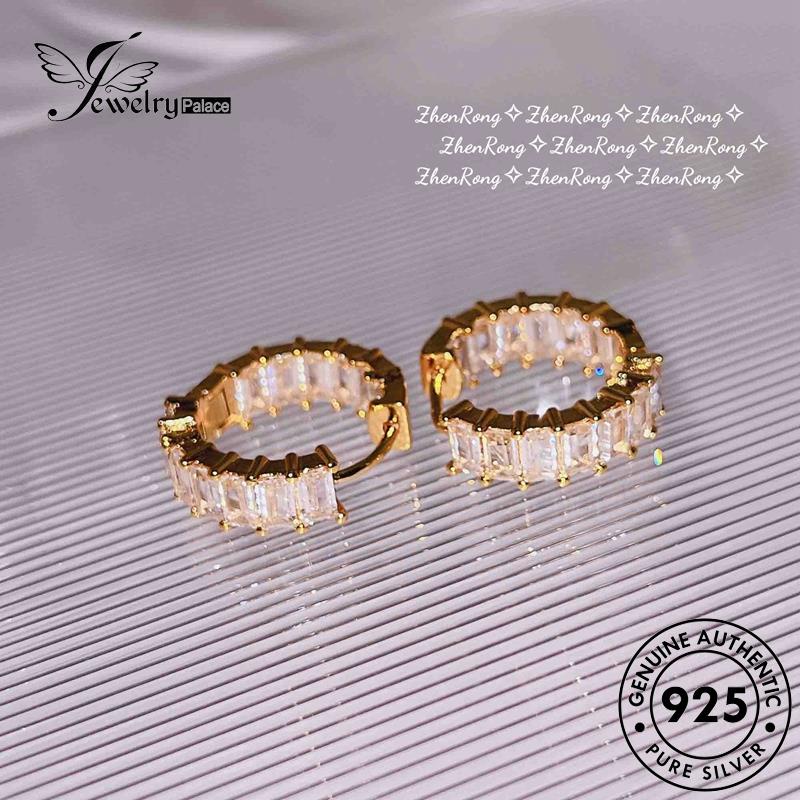 Jewelrypalace Perak925 Gold Moissanite Berlian Anting Hoop Asli Bulat Wanita E994