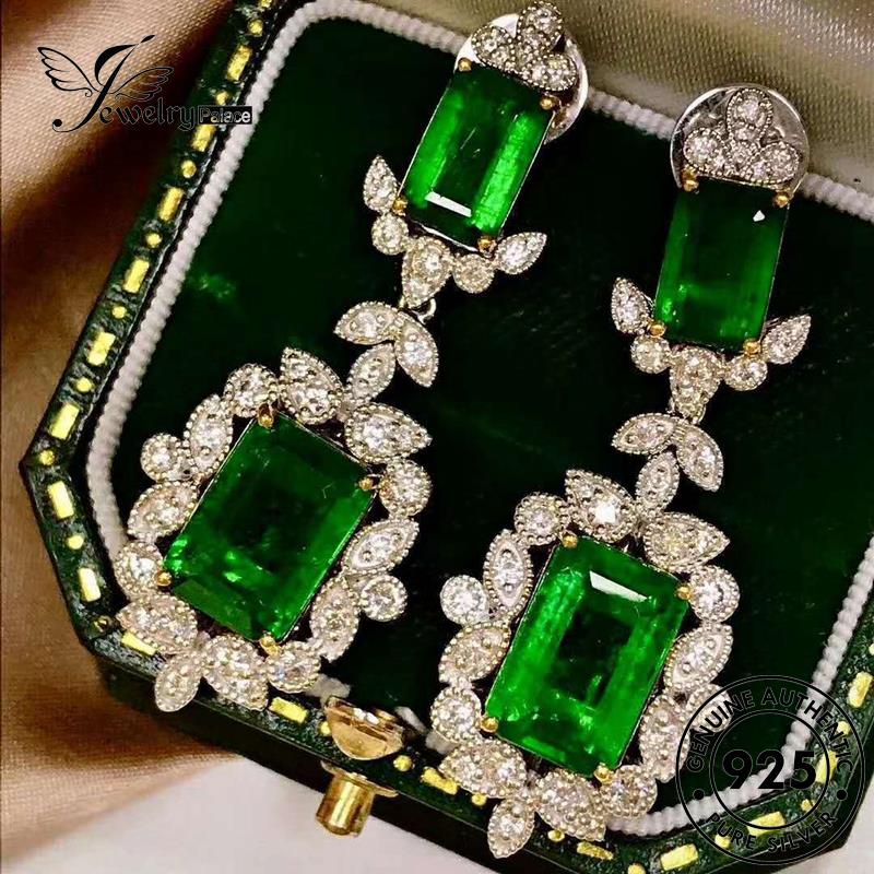 Jewelrypalace Anting Kotak Kolom Wanita Emerald Perak925 Asli Stud E955