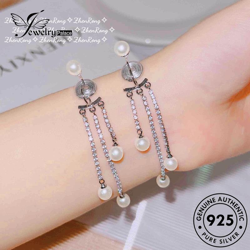 Jewelrypalace Anting Wanita Asli Hoop Silver Rumbai Mutiara925 E1001