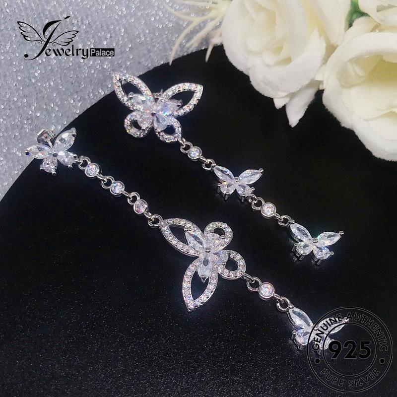 Jewelrypalace Berlian925 Moissanite Asli Stud Wanita Anting Kupu Perak E1013