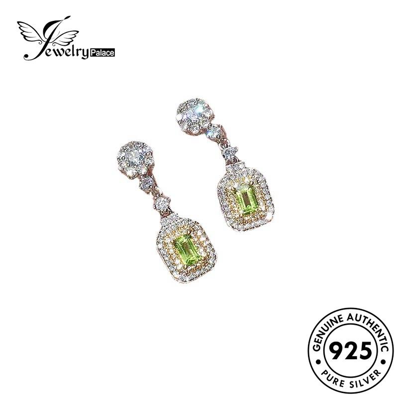 Jewelrypalace Stud Perak925 Persegi Asli Moissanite Anting Berlian Wanita E1104