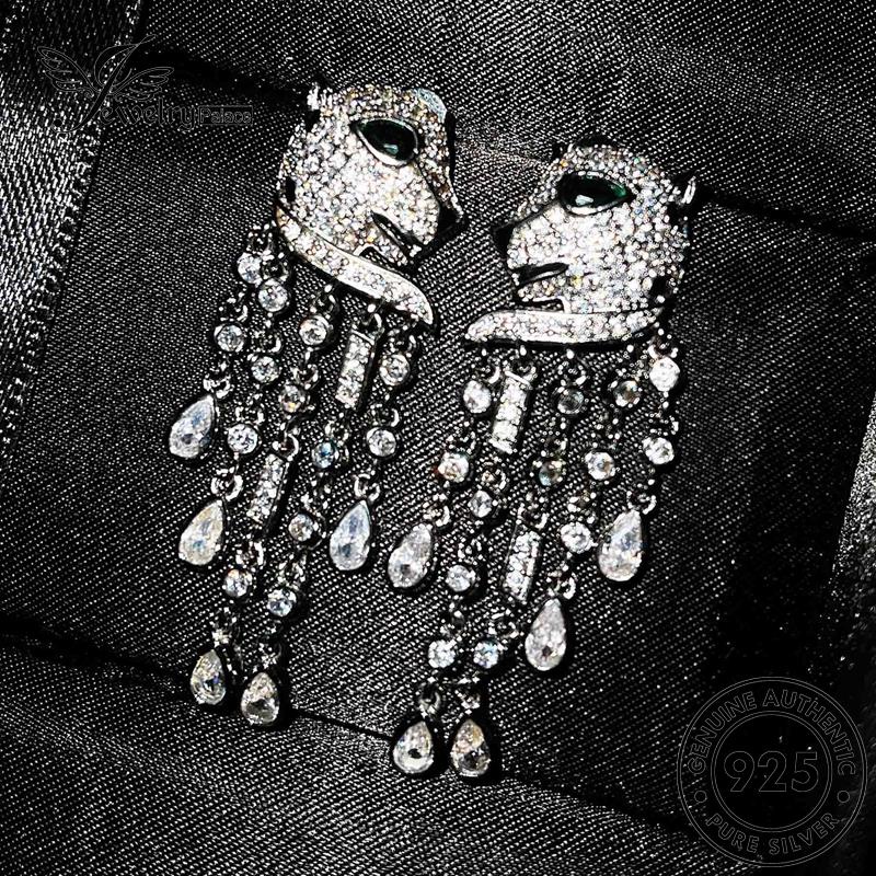 Jewelrypalace Anting Giwang Perak Wanita Leopard Berlian Asli Moissanite925 E1132