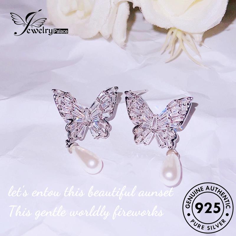 Jewelrypalace Asli Stud Moissanite Wanita Kupu-Kupu925 Berlian Anting Perak E1154