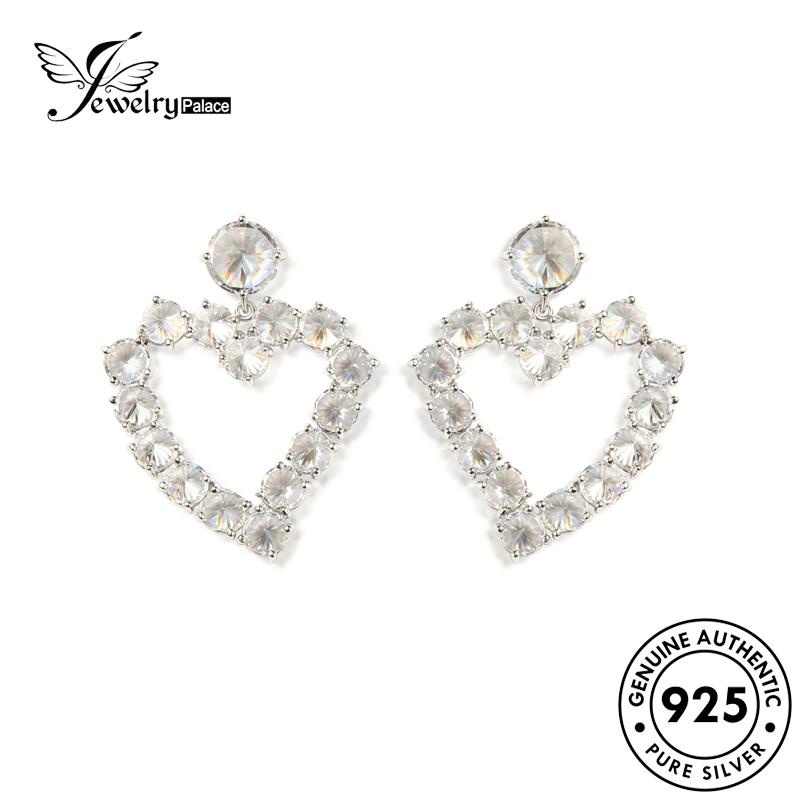 Jewelrypalace Pink925 Wanita Berlian Silver Kristal Love Anting Stud Asli E1159