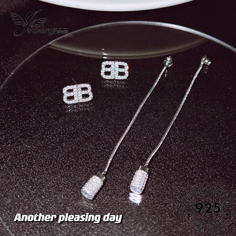 Jewelrypalace Huruf Perak925 Anting Asli Moissanite Wanita Double Stud Berlian B E1226