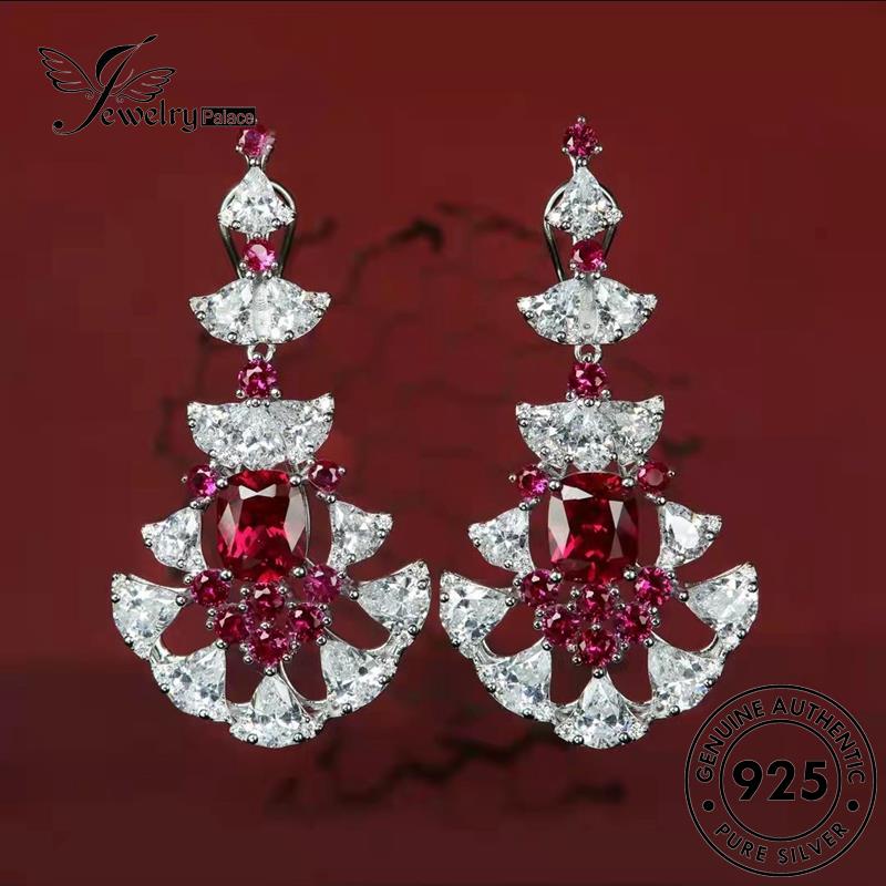 Jewelrypalace Wanita Asli925 Anting Perak Bulu Peri Ruby Stud E1209