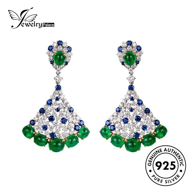 Jewelrypalace Rok Anting Perak925 Wanita Stud Emerald Asli E1292