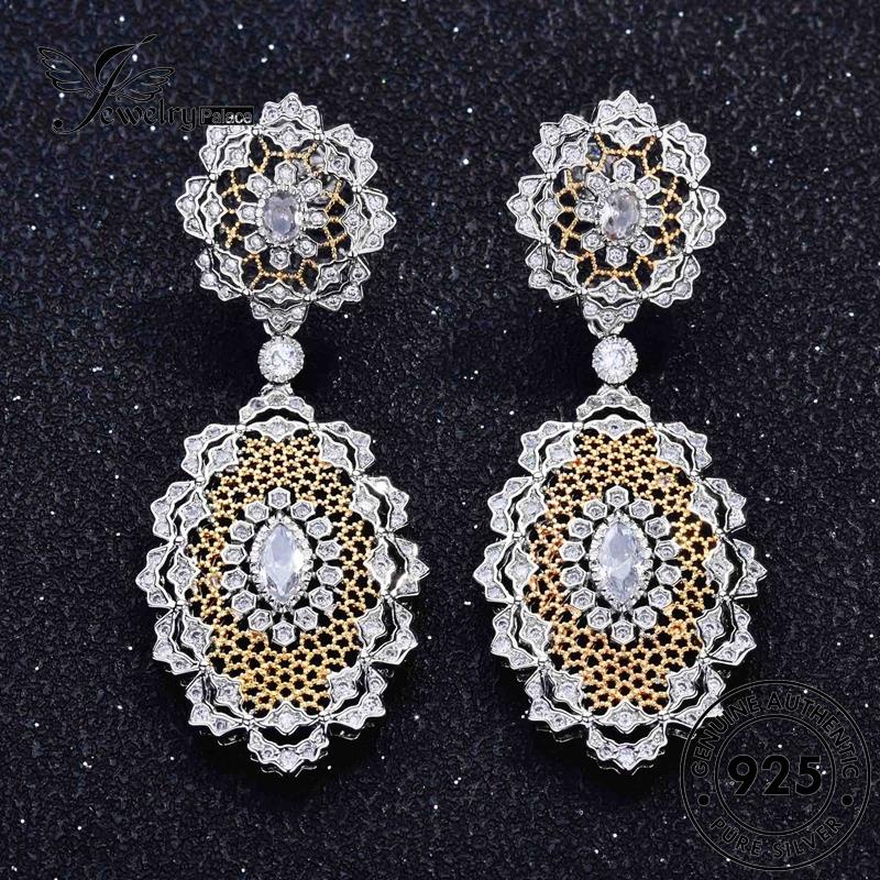 Jewelrypalace Lace Citrine Perak Asli925 Melalui Stud Wanita Anting Bunga E1295