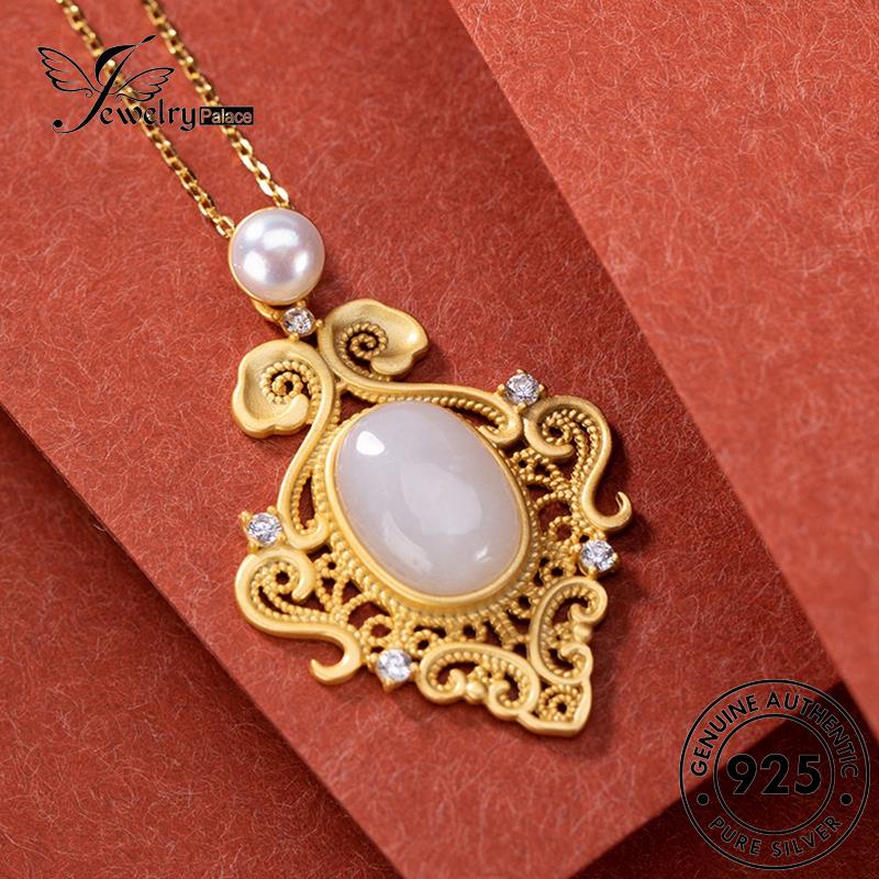 Jewelrypalace Fashion Giok Asli Kalung Wanita925 Hollow Perak N58