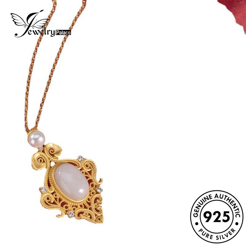 Jewelrypalace Fashion Giok Asli Kalung Wanita925 Hollow Perak N58