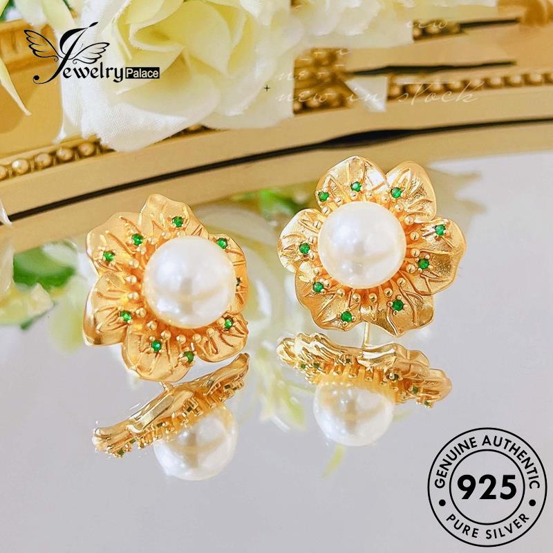Jewelrypalace Bunga925Asli Anting Wanita Mutiara Perak The Stud E1308
