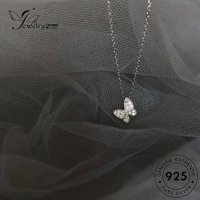 Jewelrypalace Butterfly Diamond Simple Asli Wanita Kalung Perak925 Moissanite N439