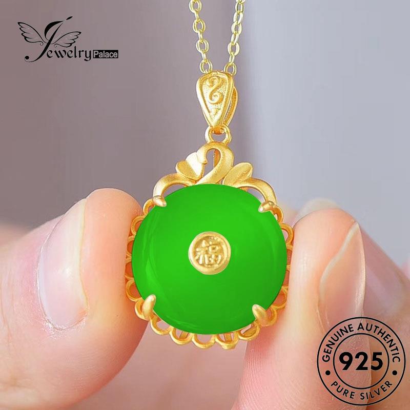 Jewelrypalace Perak Giok925 Asli Cincin Retro Wanita Kalung N200