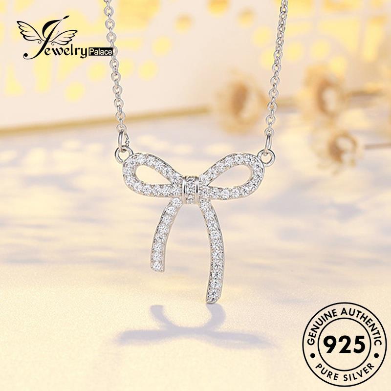 Jewelrypalace Kalung Perak925 Emas Berlian Moissanite Fashion Wanita Busur Asli N1002