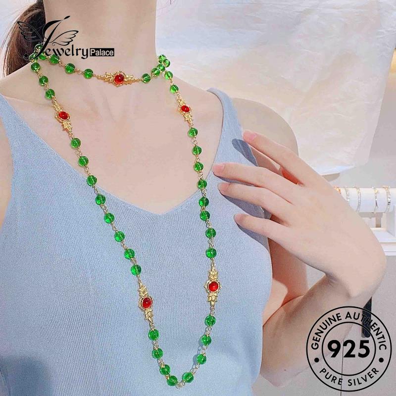 Jewelrypalace Fashion Wanita Manik-Manik Zamrud Perak925 Kalung Asli N1125