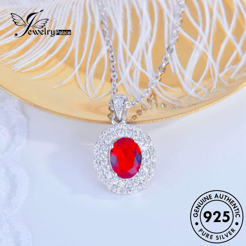 Jewelrypalace Ruby Kalung Perak Oval Asli925 Fashion Wanita N1180