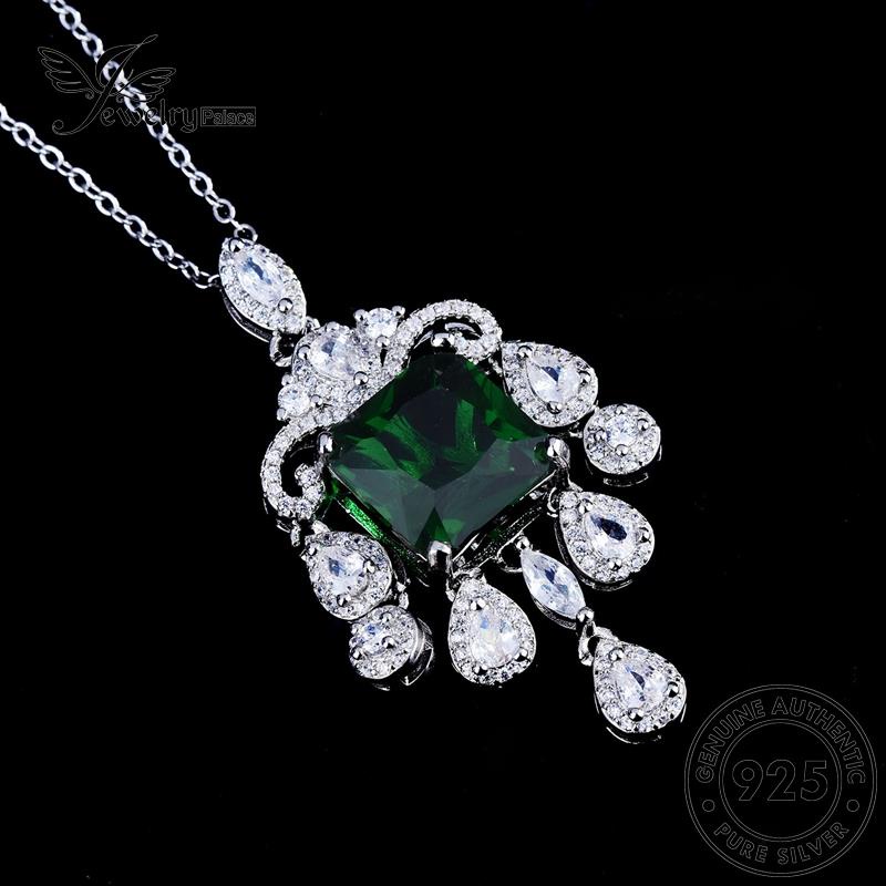 Jewelrypalace Asli Wanita925 Kalung Kristal Kreatif Perak Emerald N1189