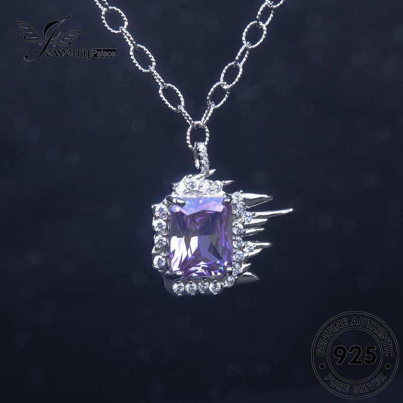 Perhiasantempat Wanita Asli925Kalung Amethyst Creative Flame Silver N1266