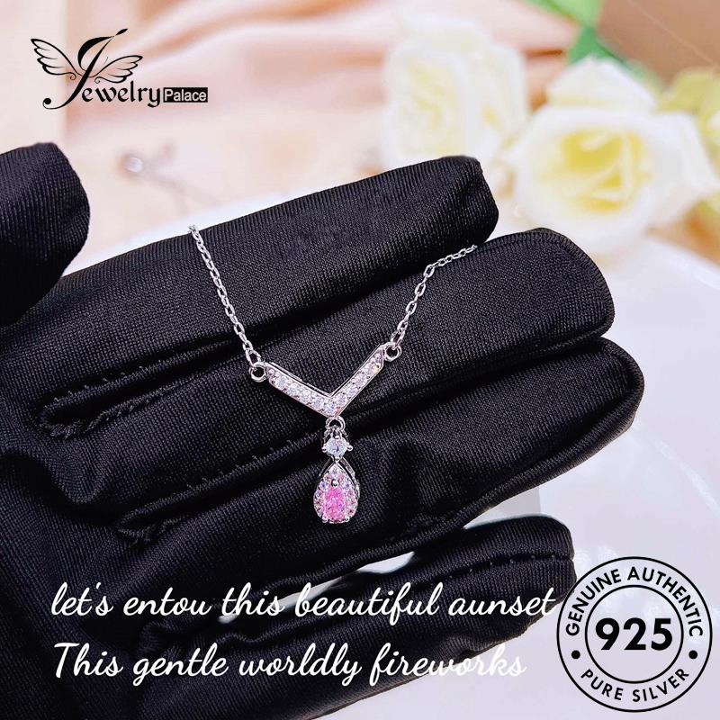 Jewelrypalace Kalung Sayap Perak Halus Kristal Asli Wanita Berlian Pink925 Malaikat N1319