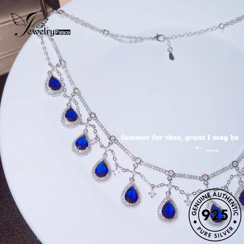 Jewelrypalace Sapphire Kalung Fashion Wanita925 Tetes Perak Asli N1379