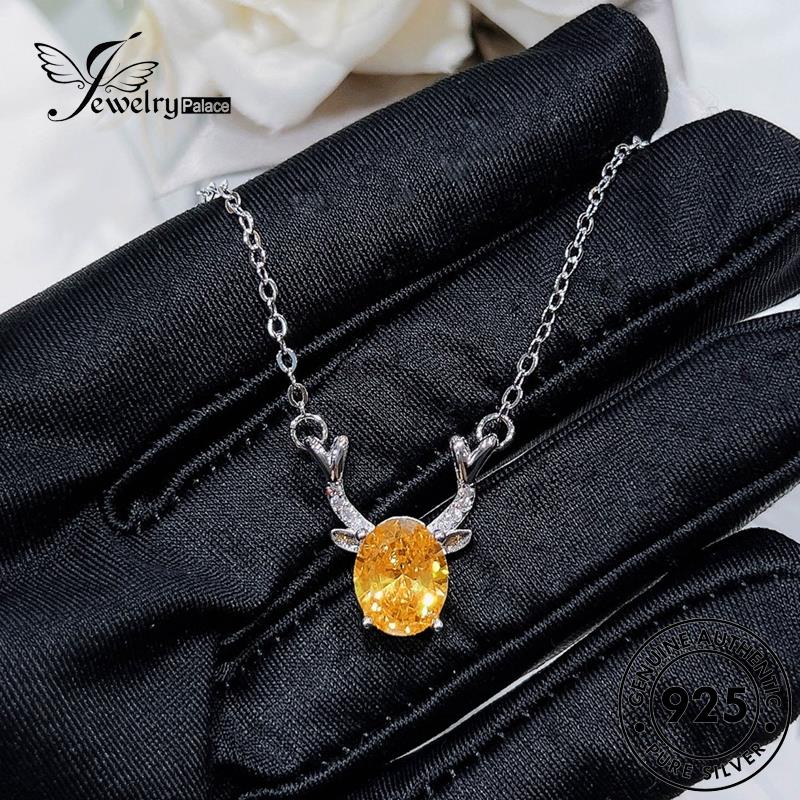 Jewelrypalace925 Citrine Kalung Wanita Lucu Asli Elk Silver N1341