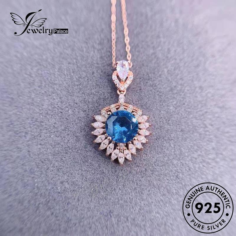 Jewelrypalace Perak Asli Mewah925 Wanita Kalung Safir Ringan N1422