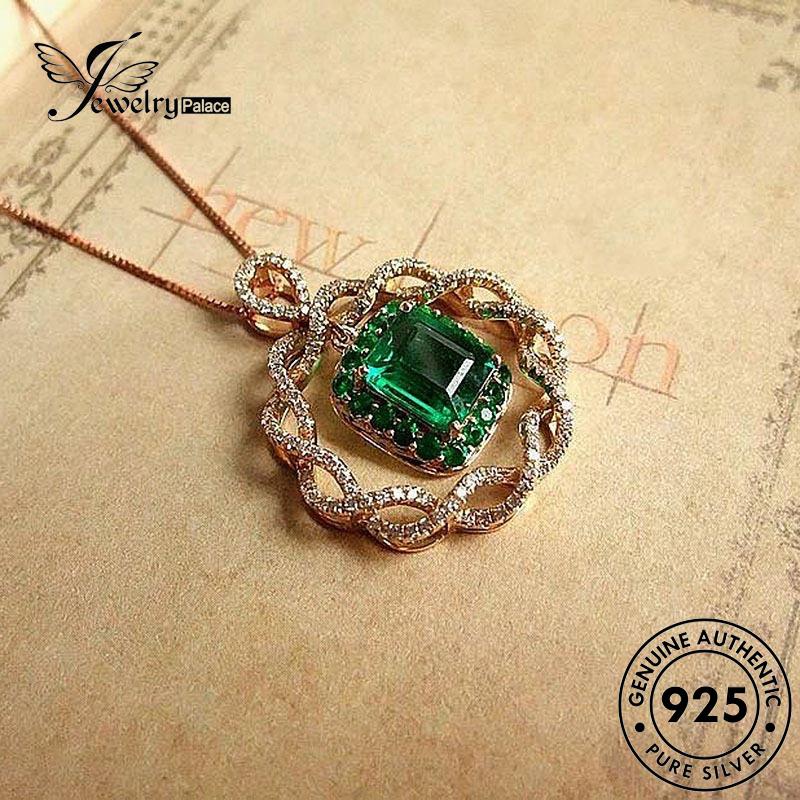 Jewelrypalace Hollow Wanita Kalung Emerald925 Perak Asli Fashion N1425