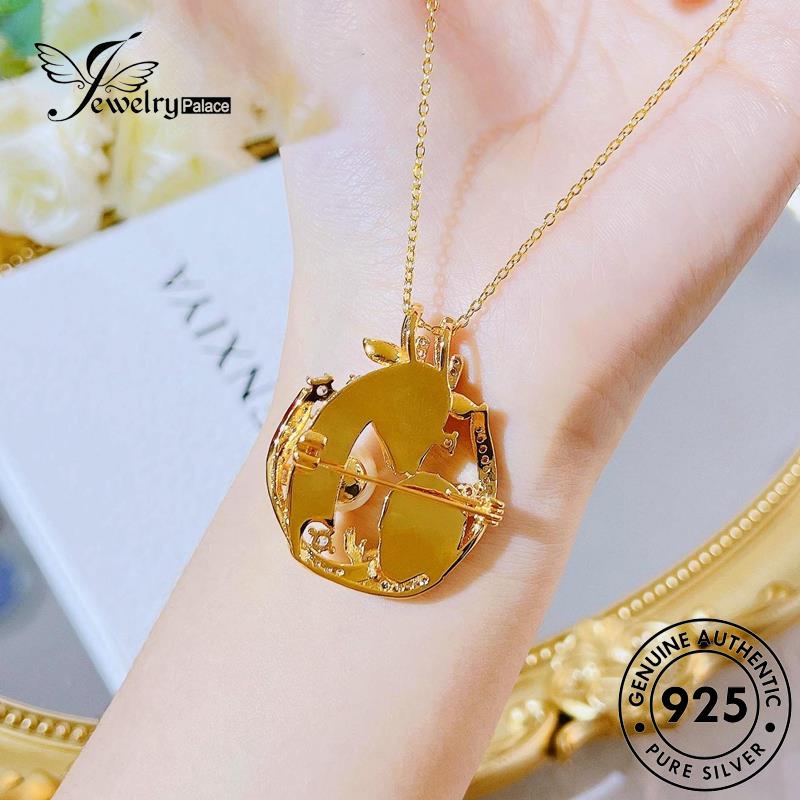 Jewelrypalace Wanita925 Unicorn Perak Kalung Mutiara Asli Kreatif N1575