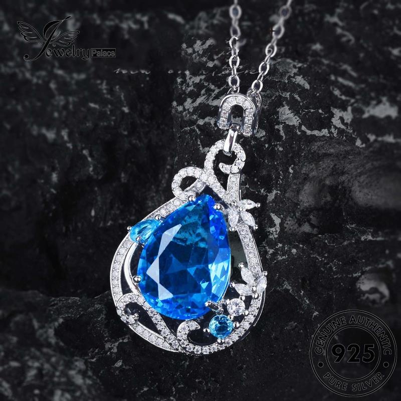 Jewelrypalace Sapphire Water Original Kalung Tetes925 Perak Wanita Kreatif N1586