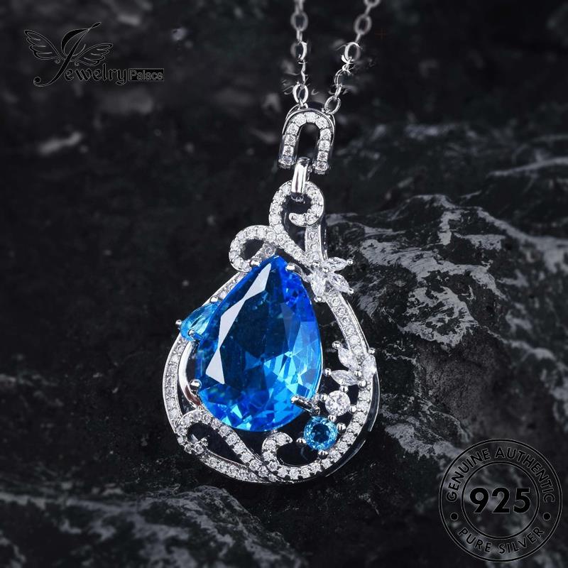 Jewelrypalace Sapphire Water Original Kalung Tetes925 Perak Wanita Kreatif N1586