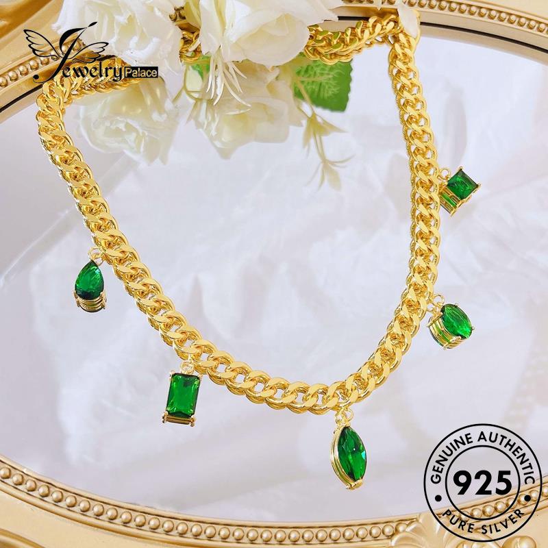 Jewelrypalace Perak925 Wanita Vintage Asli Kalung Emerald N1589